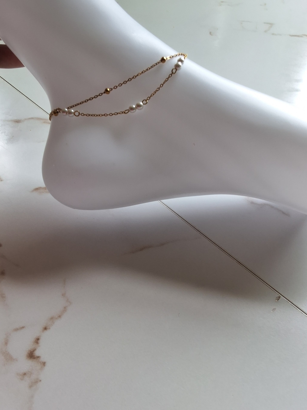 Delicate Gold Pearl Anklet - Women Jewelry